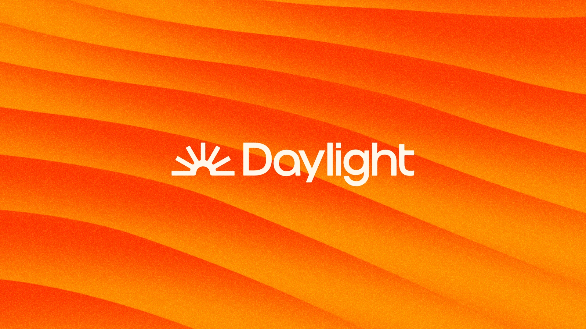 Daylight logo in white on an orange wave background