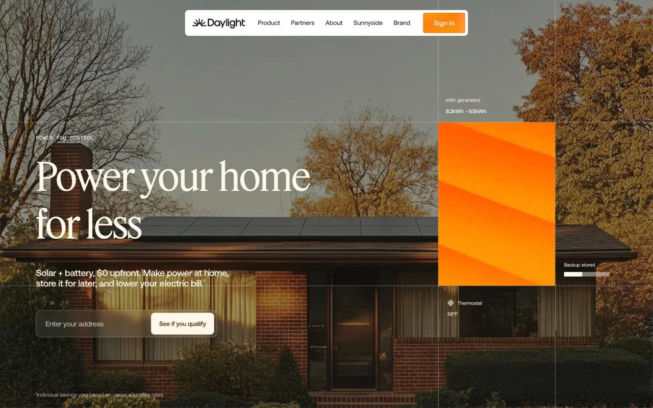Daylight homepage: Power your home for less
